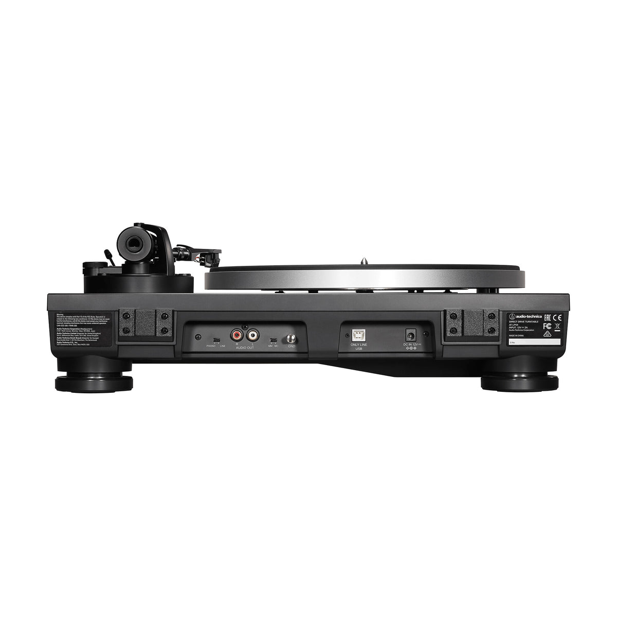 Audio Technica - AT-LP5X - Fully Manual Direct-Drive Turntable Australia rear panel with PHONO/LINE, USB and power connections