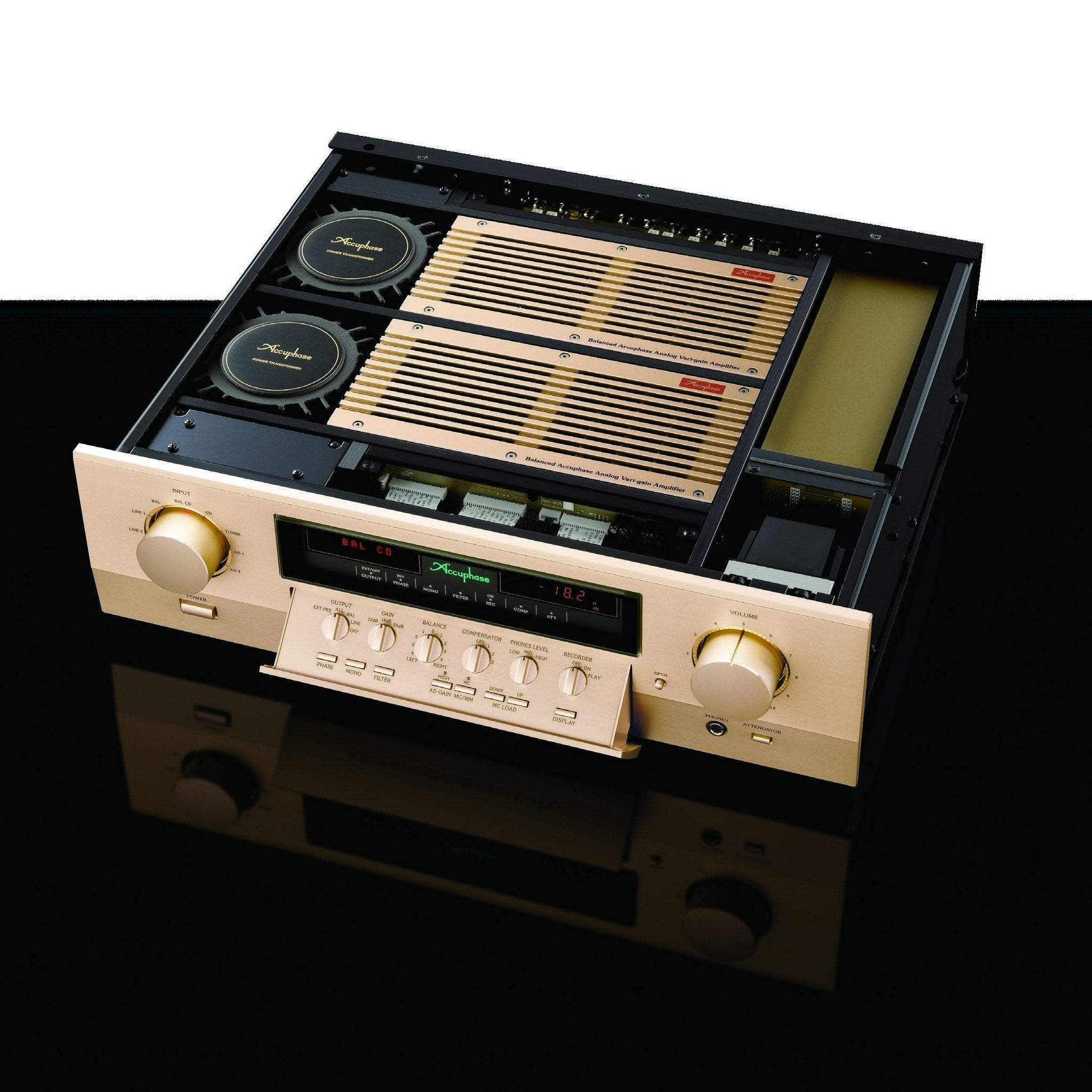 Accuphase C-2900 Preamplifier - internal view, top cover removed
