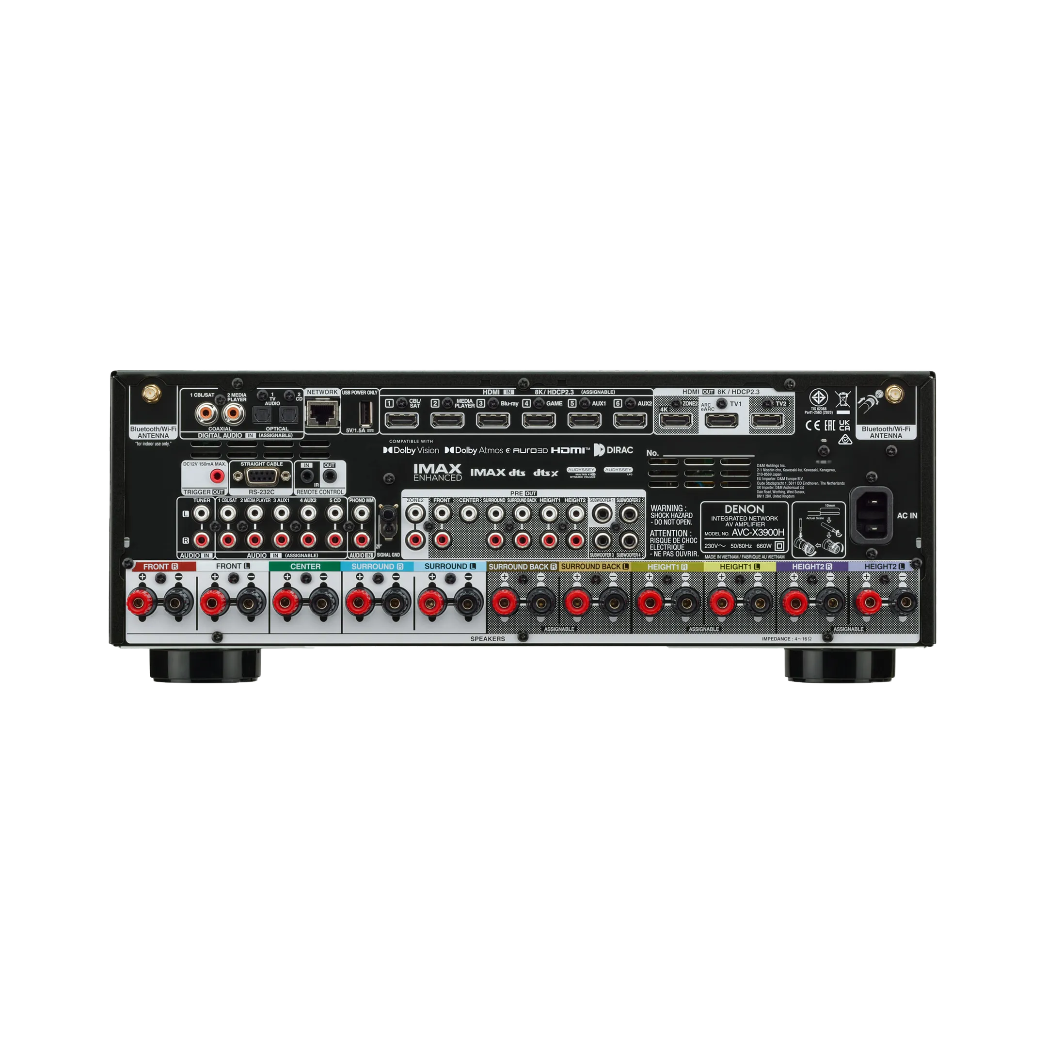 Denon - AVC-X3900H - 9.4 Ch. 105W 4K/8K AV Amplifier with Dolby Atmos, AURO-3D & HEOS