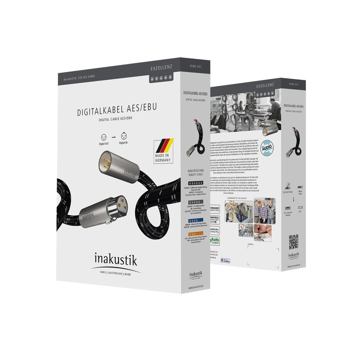 Inakustik - Excellence XLR Male <> XLR Female AES/EBU Digital Interconnect Cable Australia