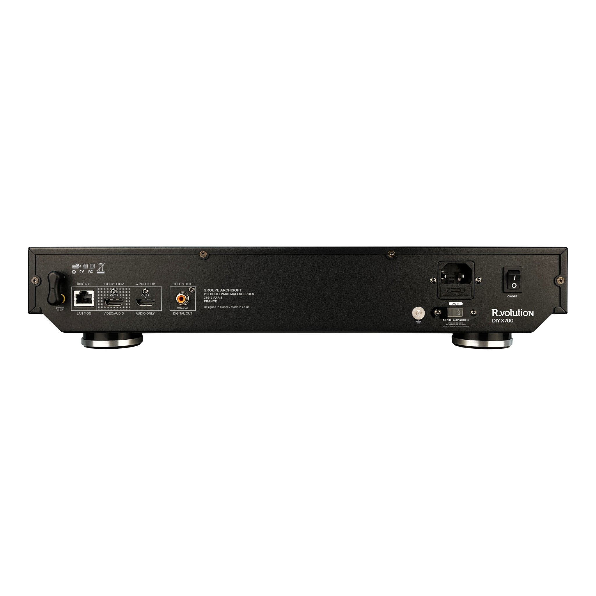 R_volution - Chassis DIY-X700 - Sony UBP-X700 Upgrade Kit Australia rear panel with ground terminal and AC inlet