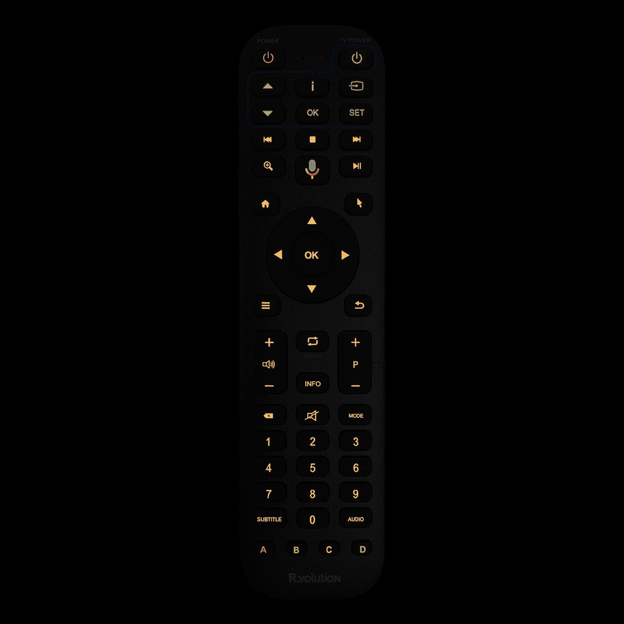 R_volution - PlayerPro 8K TV - Media Player Australia backlit remote