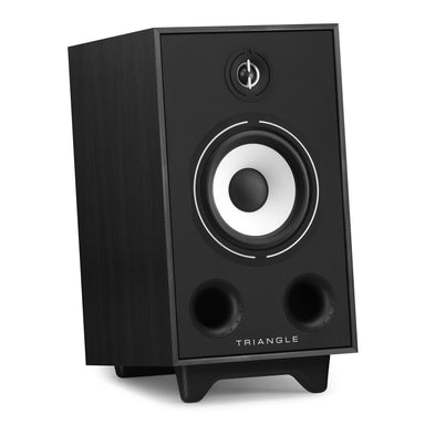 Triangle - BR05 - Bookshelf Speakers Australia Black Ash finish, angled front view