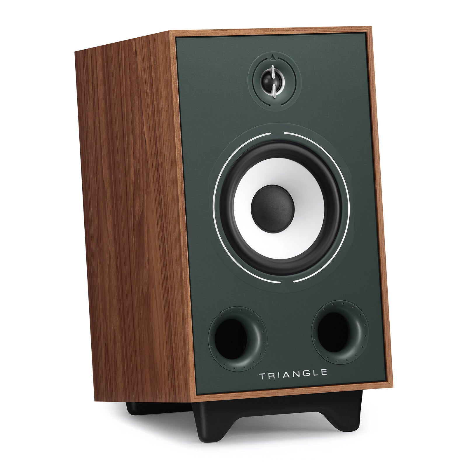 Triangle - BR05 - Bookshelf Speakers Australia Green finish, angled front view