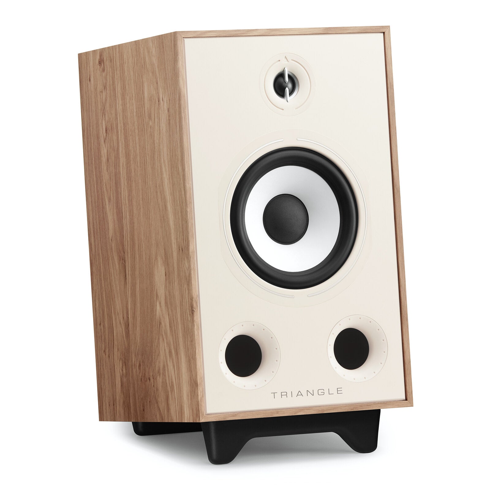 Triangle - BR05 - Bookshelf Speakers Australia Light Oak finish, angled front view