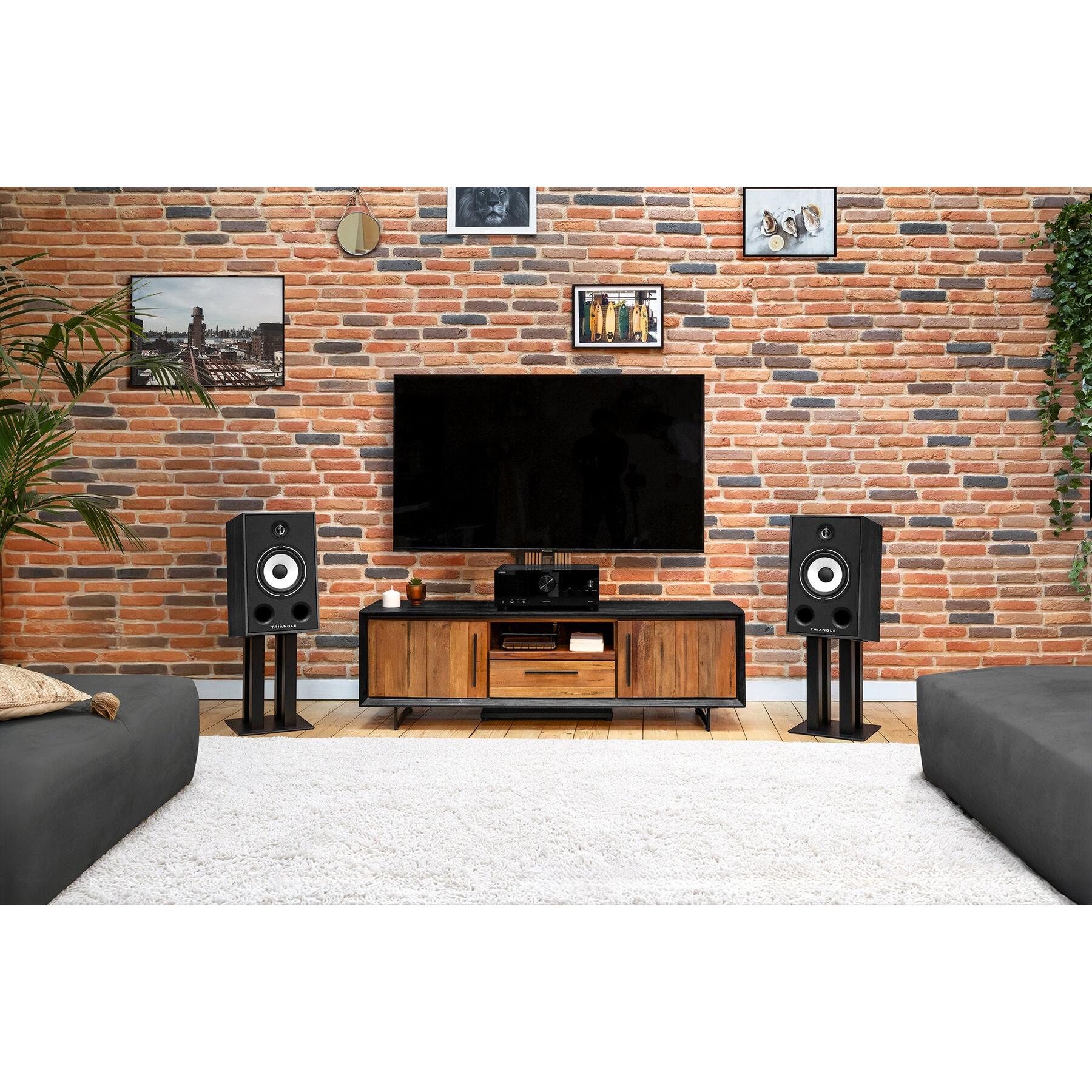 Triangle - S03 - Speaker Stands Australia Black pair with Borea BR05 speakers in Black Ash (sold separately)