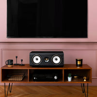 Triangle - Solstice C3 - Centre Speaker in Black Ash under a TV Australia