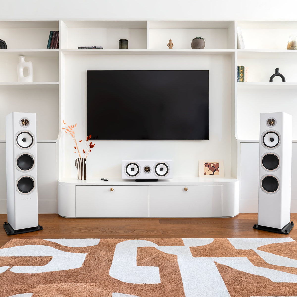 Triangle - Solstice C3 - Centre Speaker in White with Solstice 8 speakers Australia