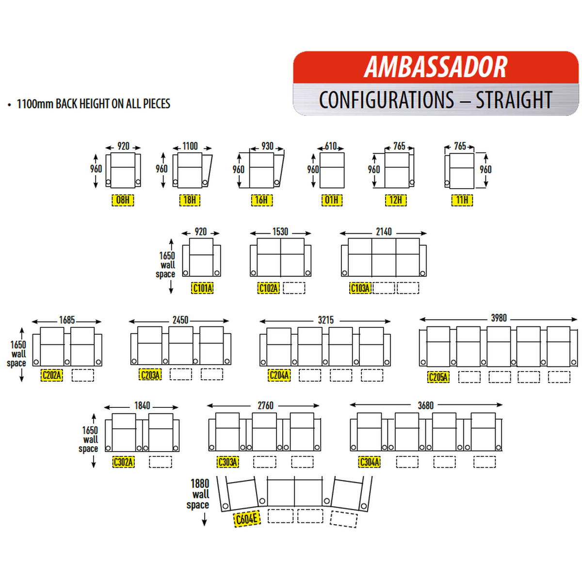 Row One - Ambassador - Configurations (Straight) Australia