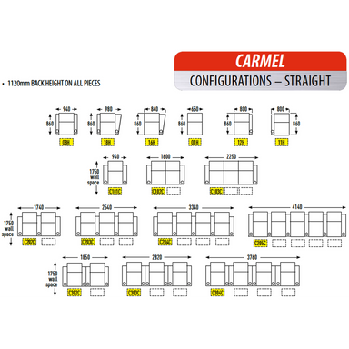 Row One - Carmel - Configurations (Straight) Australia