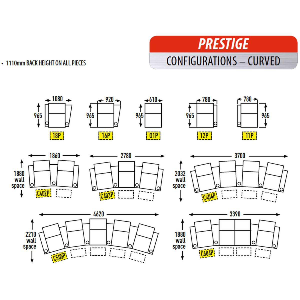 Row One - Prestige - Configurations (Curved) Australia